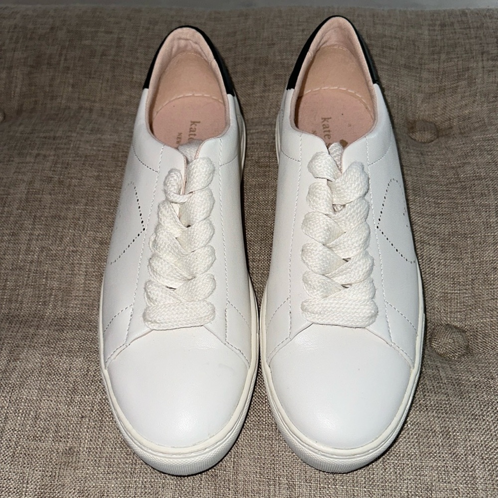 Kate Spade Angelise white leather Silhouette sneakers/tennis shoes